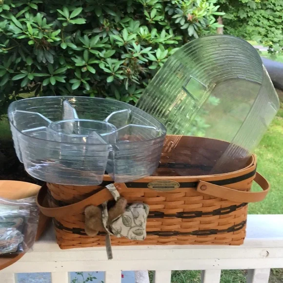 Vtg ‘99 LONGABERGER Generosity Basket 9-Piece Set RARE Inserts Green Plaid NEW